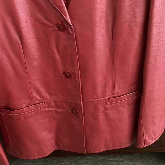 NWOT Vintage CLIO 100% GENUINE LEATHER WOMEN’S RED/BURGUNDY JACKET SIZE:S - Picture 6 of 8